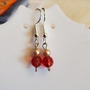 Silver Tone Hook Glass Dangle Earrings Tony Alexander Jewelry Artisan Fashion